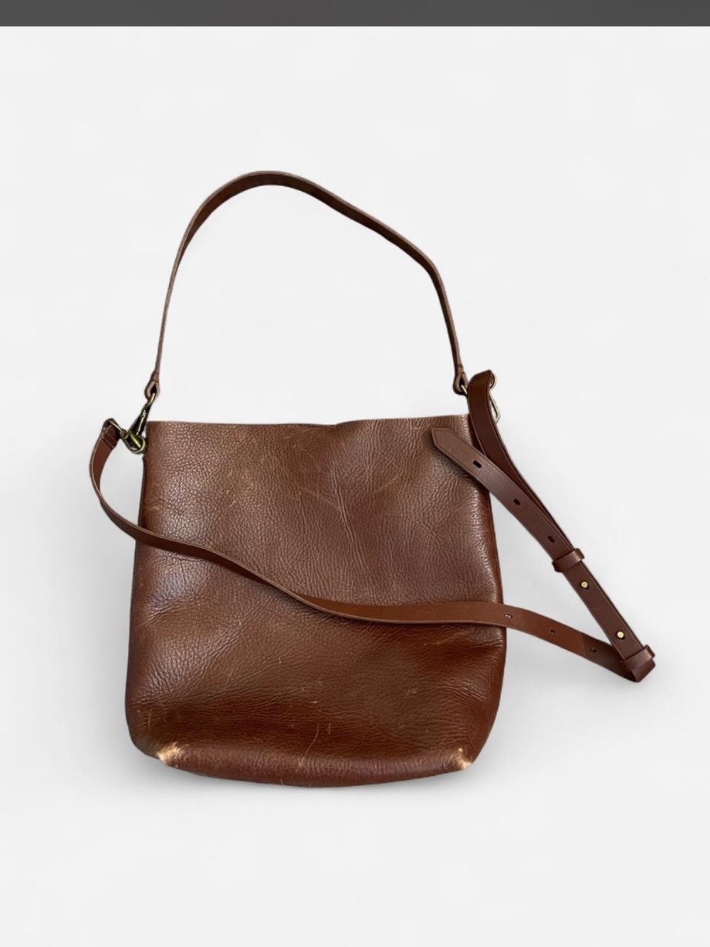 Madewell leather transport bucket tote soft mahogany